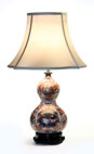 A JAPANESE IMARI PORCELAIN DOUBLE GOURD VASE, ADAPTED AS A TABLE LAMP