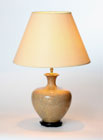 A JAPANESE BUFF GLAZED STONEWARE POTTERY VASE, ADAPTED AS A TABLE LAMP